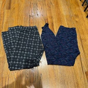 Cuddl Duds Black and Blue Patterned Leggings